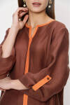 Kahverengi Garnili Apolet Detaylı Bluz - 7