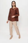Kahverengi Keten Bluz - 1