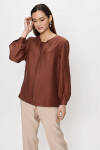 Kahverengi Keten Bluz - 5