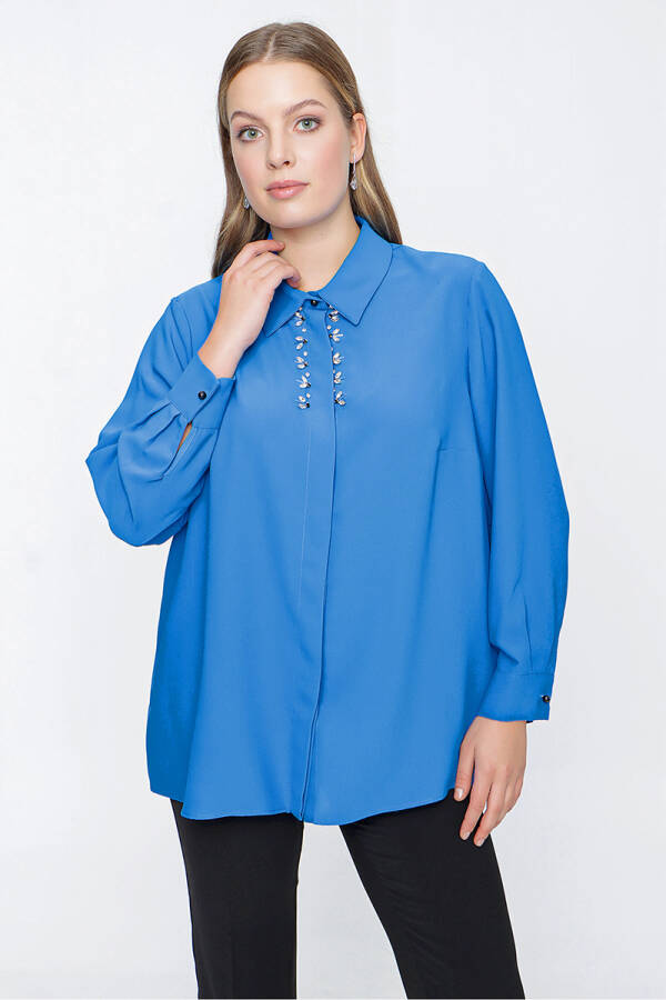 Saks İşleme Detaylı Şık Bluz - 2