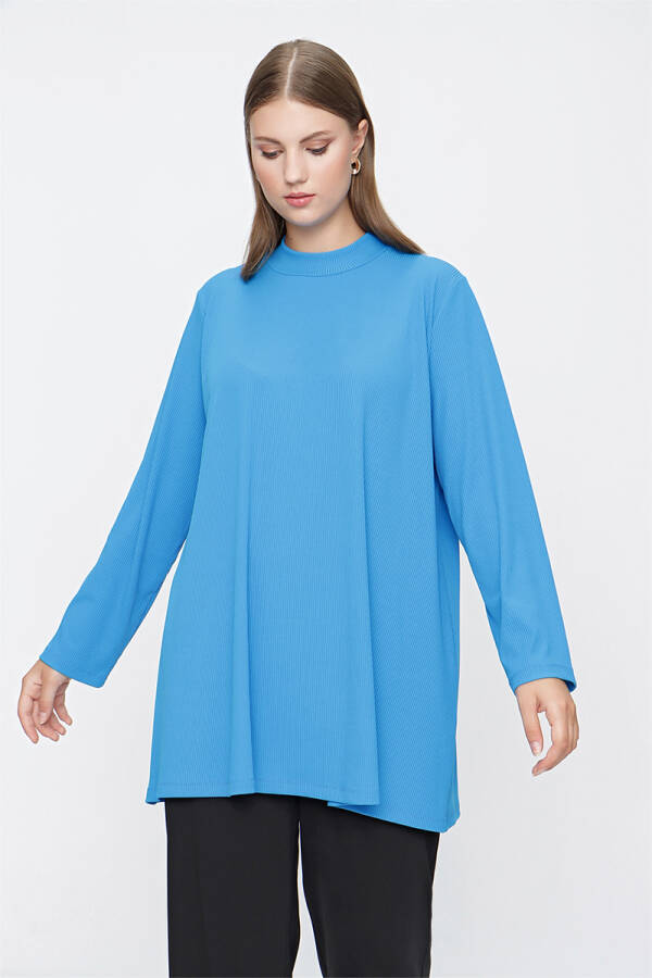 Mavi Fitilli Örme Bluz - 3