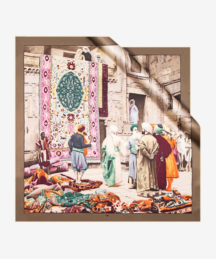 Renkli 90X90 İpek Pano Eşarp - Aker