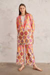 Turuncu Desenli Saten Pantolon - 1
