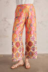 Turuncu Desenli Saten Pantolon - 3