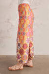 Turuncu Desenli Saten Pantolon - 5