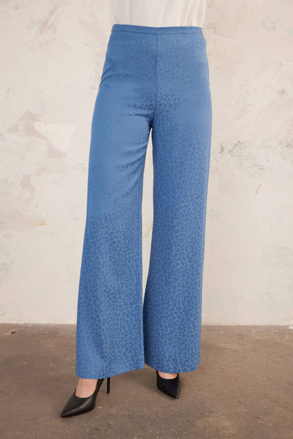 İndigo Leopar Jakarlı Pantolon - 3