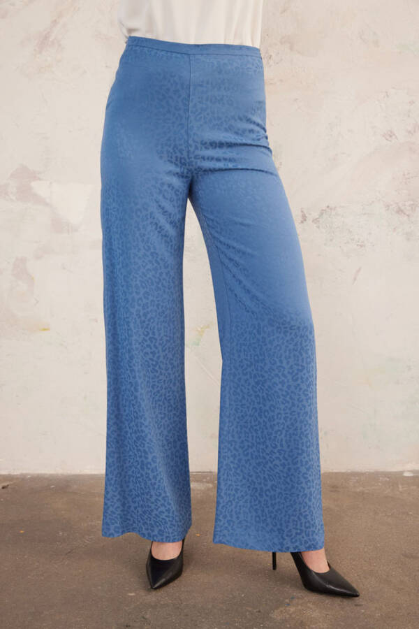 İndigo Leopar Jakarlı Pantolon - 4