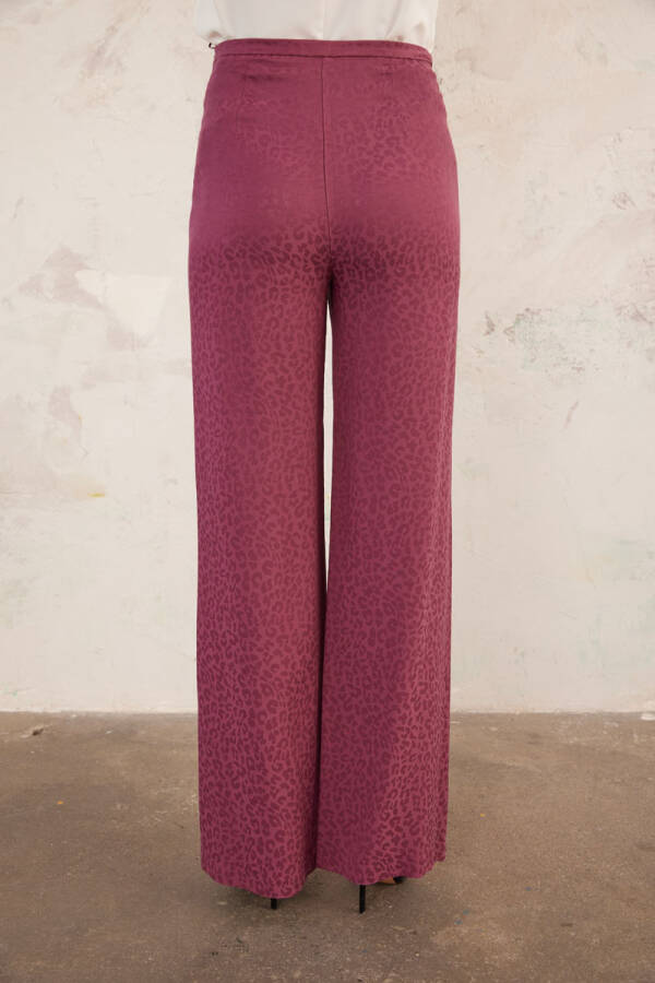Bordo Leopar Jakarlı Pantolon - 5