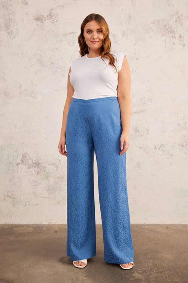 İndigo Leopar Jakarlı Pantolon - 2