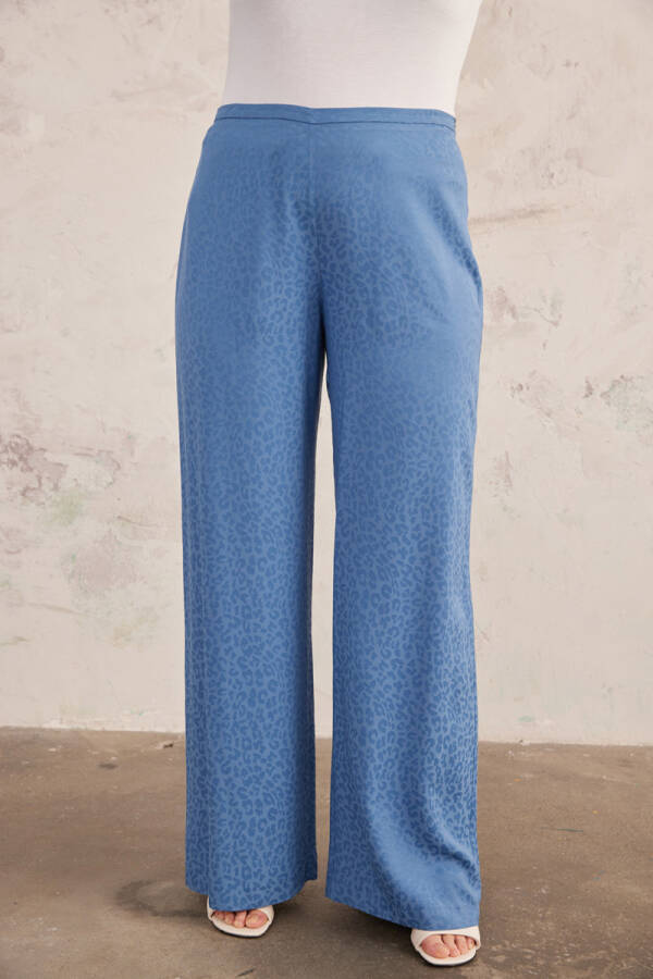 İndigo Leopar Jakarlı Pantolon - 3