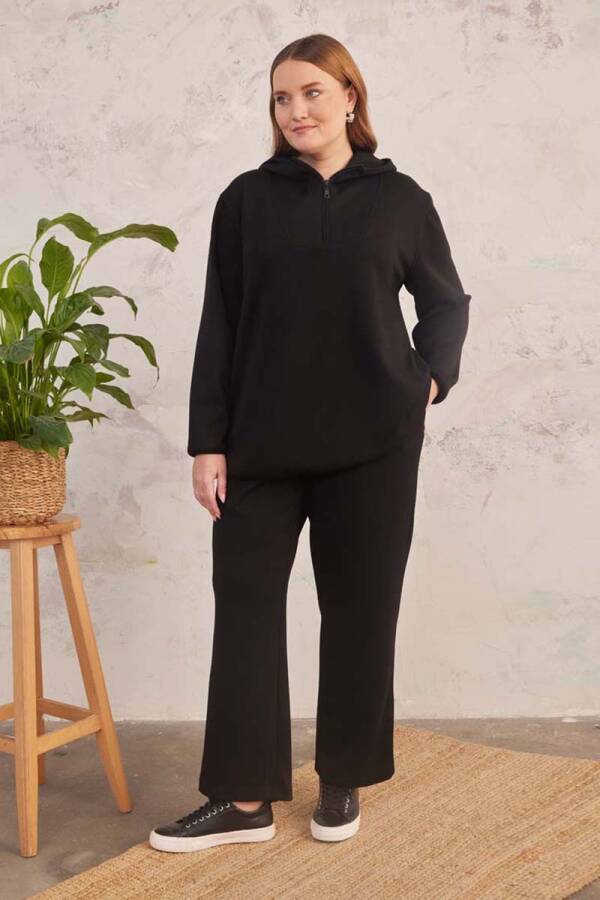 Siyah Beli Lastikli Örme Pantolon - 2