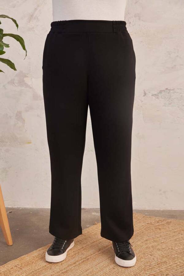 Siyah Beli Lastikli Örme Pantolon - 5