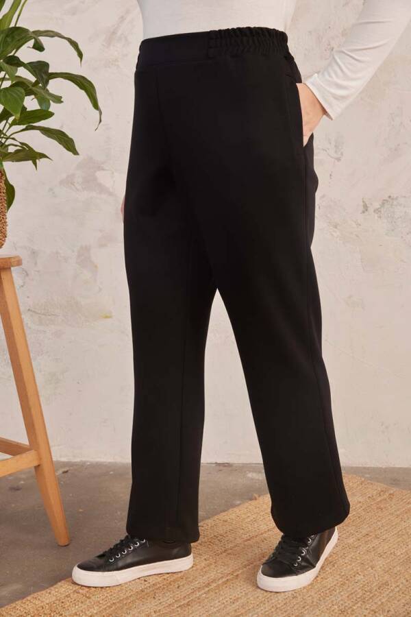 Siyah Beli Lastikli Örme Pantolon - 6