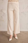 Ekru Arka Bel Lastikli Geniş Paça Pantolon - 4
