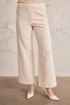 Ekru Arka Bel Lastikli Geniş Paça Pantolon - 5