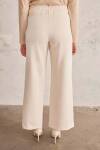 Ekru Arka Bel Lastikli Geniş Paça Pantolon - 6