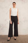 Siyah Arka Bel Lastikli Geniş Paça Pantolon 