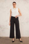 Siyah Arka Bel Lastikli Geniş Paça Pantolon - 2