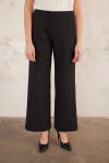 Siyah Arka Bel Lastikli Geniş Paça Pantolon - 3