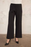 Siyah Arka Bel Lastikli Geniş Paça Pantolon - 4