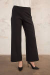 Siyah Arka Bel Lastikli Geniş Paça Pantolon - 5