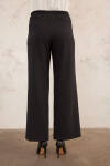 Siyah Arka Bel Lastikli Geniş Paça Pantolon - 6