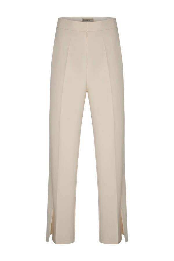 Ekru Paçası Yırtmaçlı Pantolon - 1