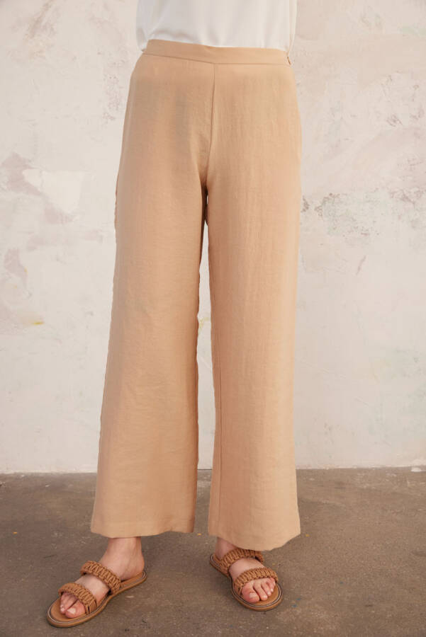 Bej Keten Pantolon - 4