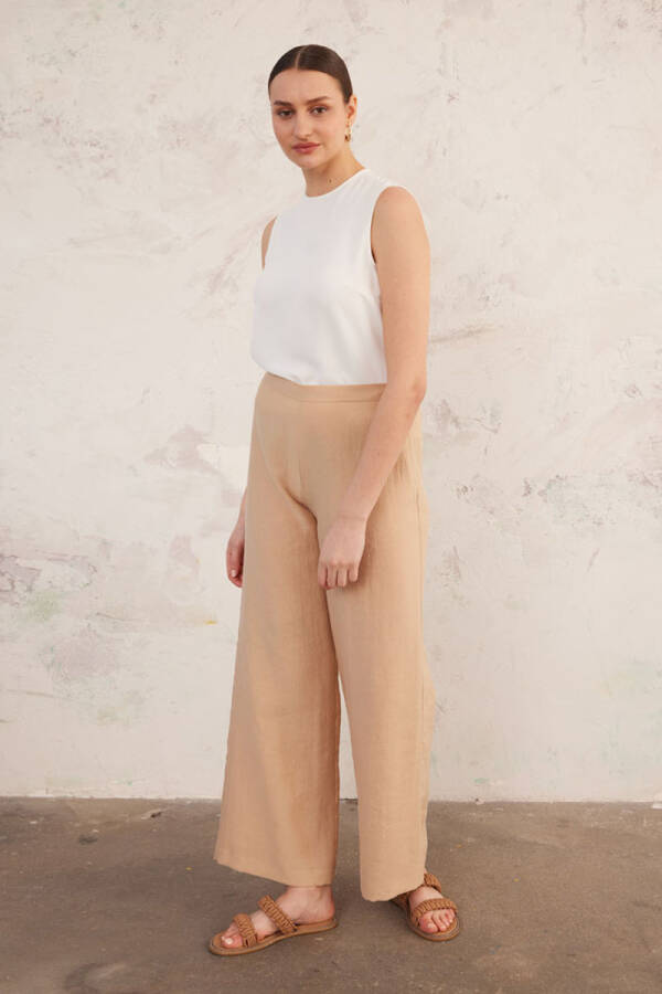 Bej Keten Pantolon - 6
