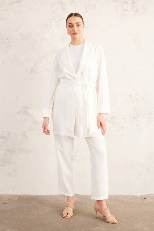 Ekru Jogger Viskon Pantolon - 1