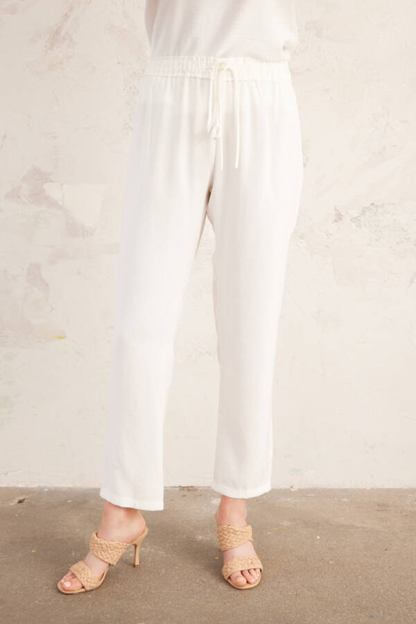 Ekru Jogger Viskon Pantolon - 2