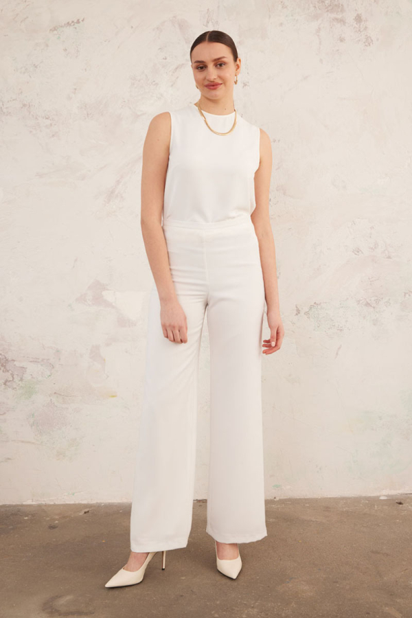 Taş İnce Kemer Yandan Fermuarlı Pantolon - 1