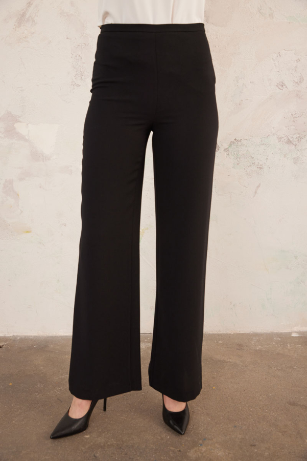 Siyah İnce Kemer Yandan Fermuarlı Pantolon - 5