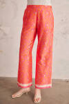 Fuşya Rahat Kesim Biyeli Desenli Pantolon - 4