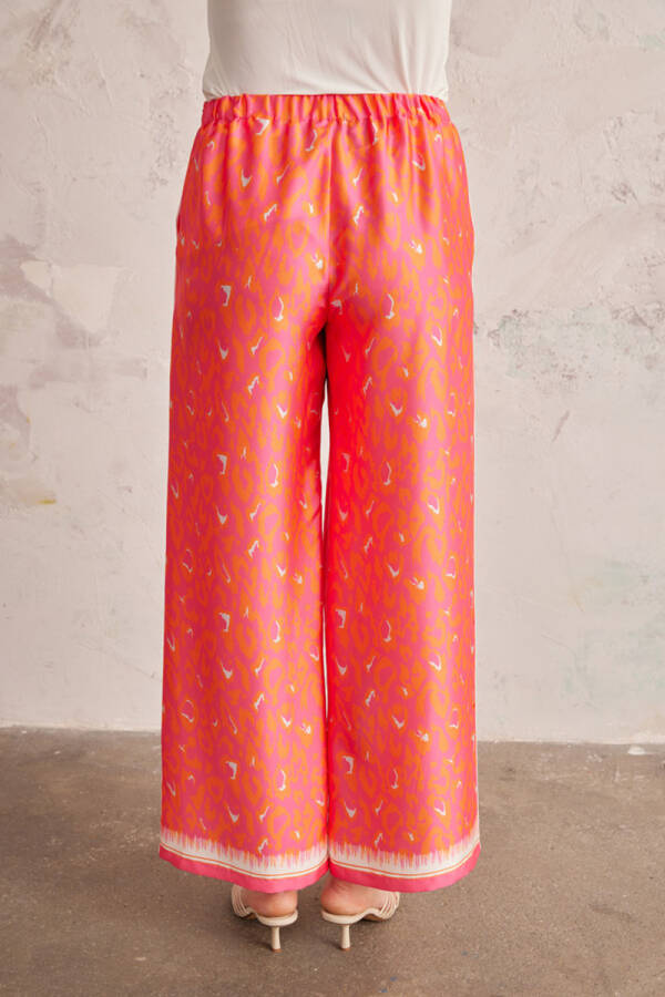 Fuşya Rahat Kesim Biyeli Desenli Pantolon - 6