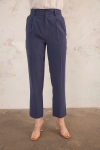 Lacivert Geniş Kemerli Havuç Kesim Pantolon - 6