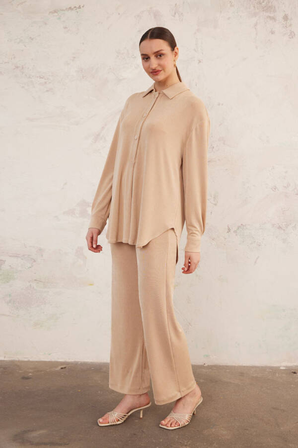 Bej Örme Pantolon - 3