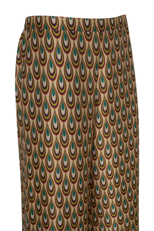 Yeşil Desenli Saten Pantolon - 2