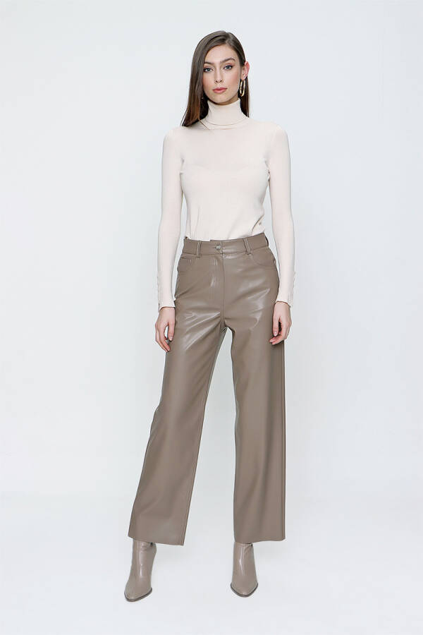 Vizon Bol Paça Deri Pantolon - 1