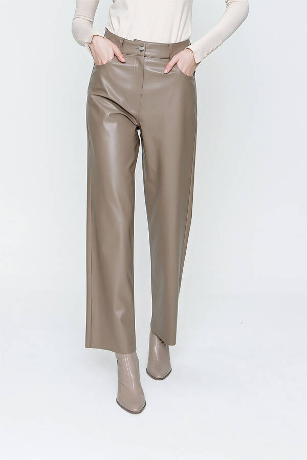 Vizon Bol Paça Deri Pantolon - 2