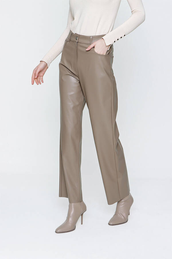 Vizon Bol Paça Deri Pantolon - 3