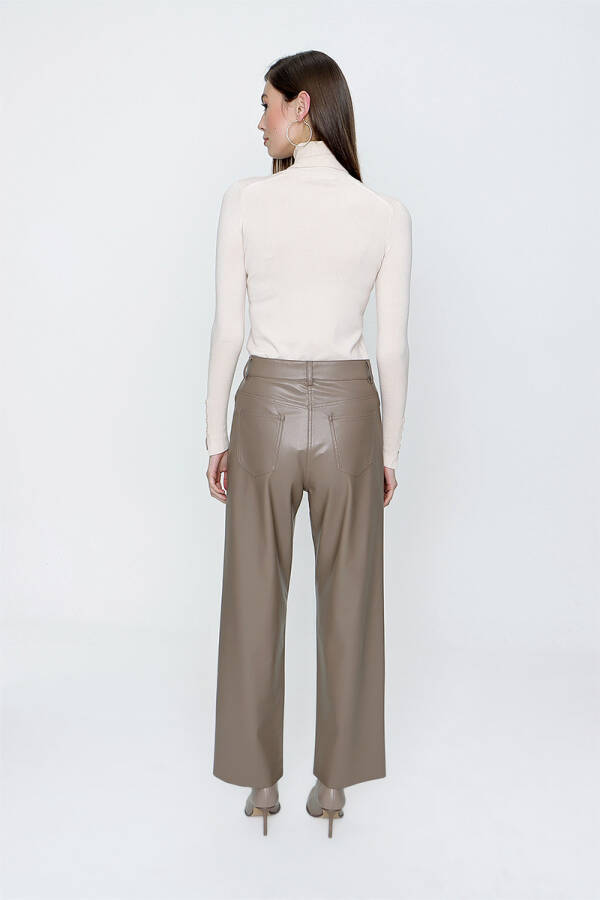 Vizon Bol Paça Deri Pantolon - 6