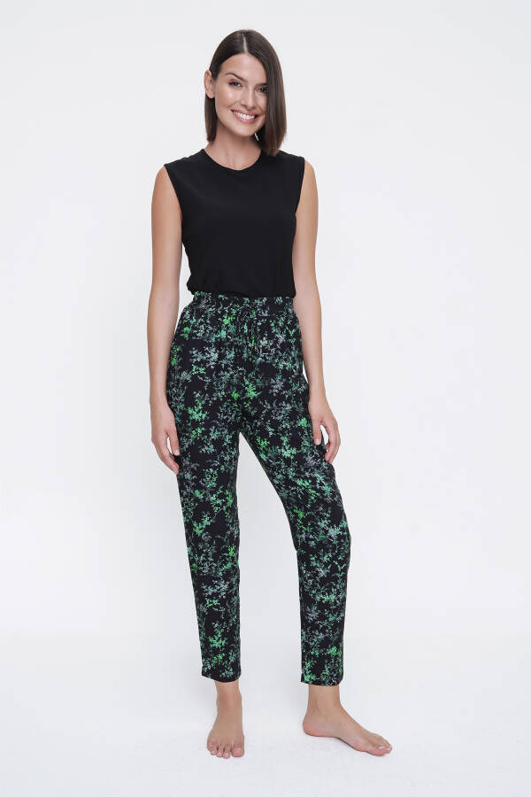 Yeşil Viskon Rahat Kesim Pantolon - 1