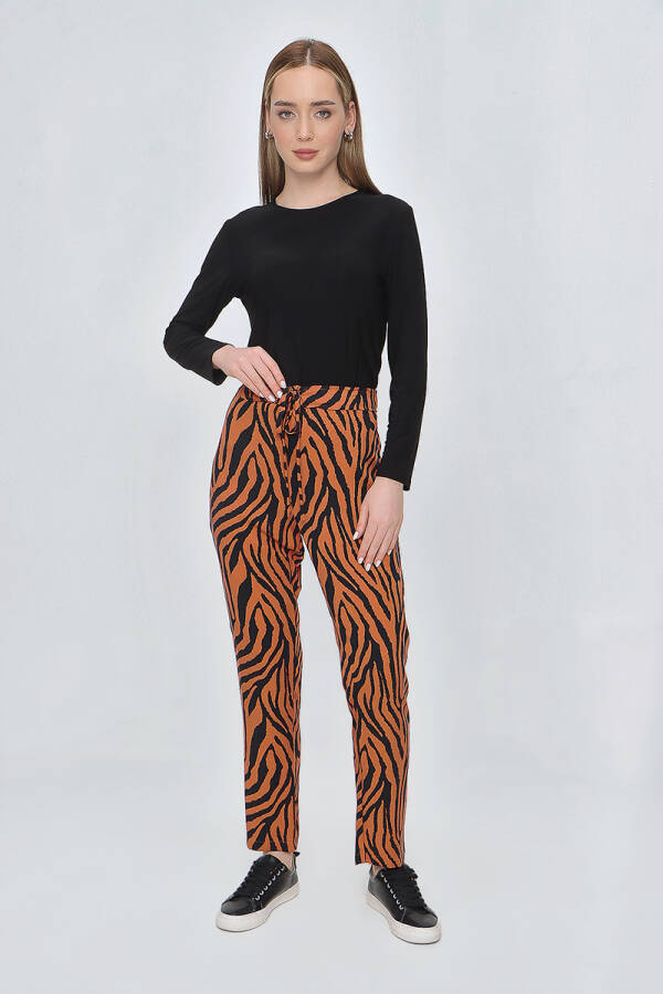 Turuncu Zebra Desen Beach Pantolon - 1