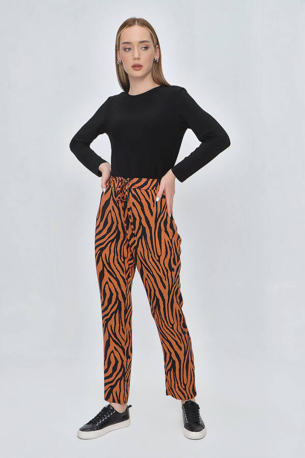 Turuncu Zebra Desen Beach Pantolon - 2