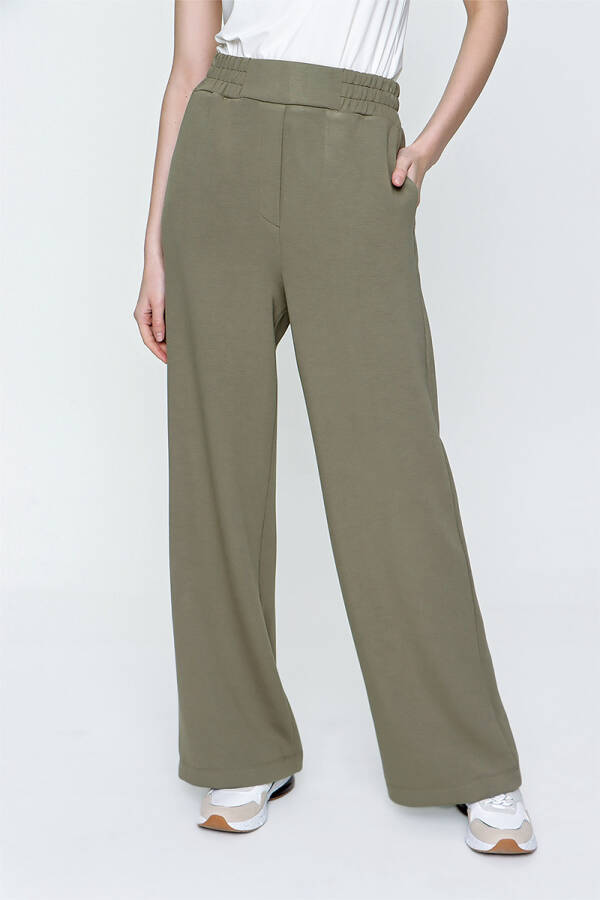 Yeşil Geniş Paça Spor Pantolon - 3