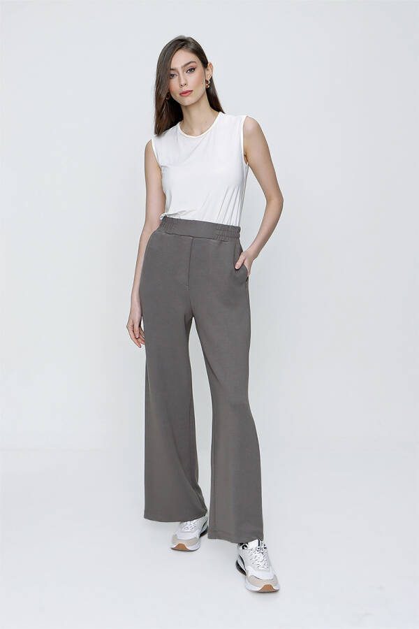 Haki Geniş Paça Spor Pantolon - 1
