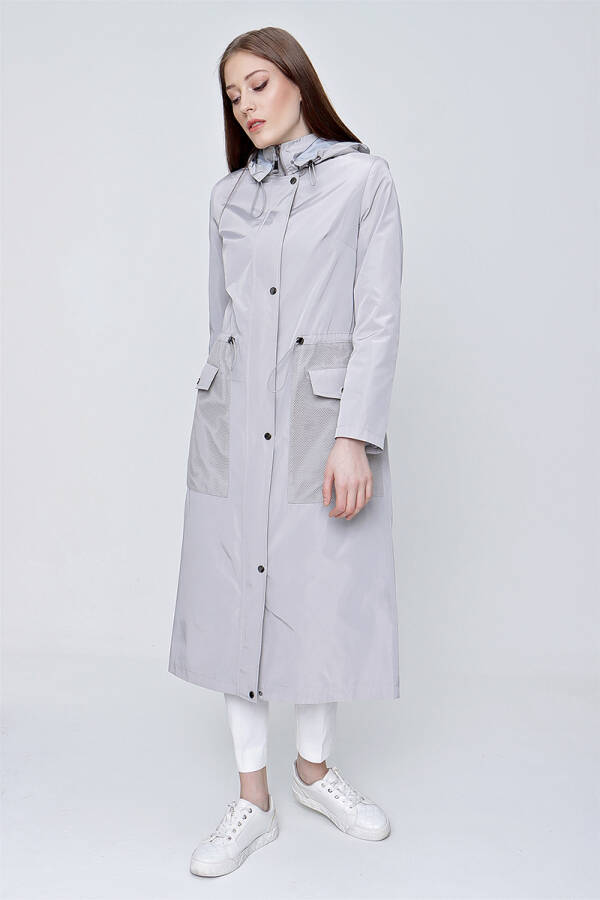 Bej File Detaylı Spor Trençkot - 2