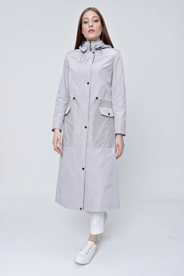 Bej File Detaylı Spor Trençkot - 3