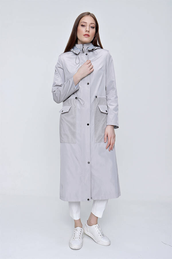 Bej File Detaylı Spor Trençkot - 4